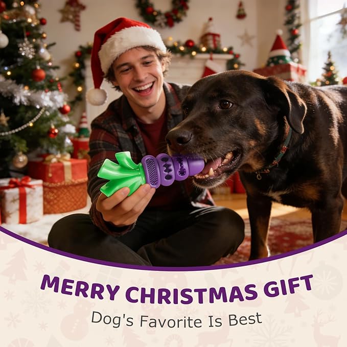 Indestructible Dog Toys for Aggressive Chewers: Heavy Duty Milk-Flavored Chew Toy for Medium & Large Dogs 20–70 lb, Dental Teeth Cleaning, Long-Lasting Enrichment Toys(Purple)
