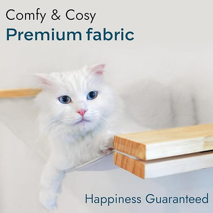 Cat Wall Hammock | Cat Shelves for wall | Bridge, Shelf and Perches | Modern Wall Furniture for Indoor Cats | Mounted Hammock Bed for Sleeping, Playing, and Lounging.