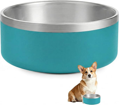 Dog Bowl, Stainless Steel Dog Bowls for Food and Water, Metal Pet Feeding Bowl with Insulated Non-Slip Quiet Bottom, Easy to Clean, Dishwasher Safe, 32oz,4 Cup | Teal