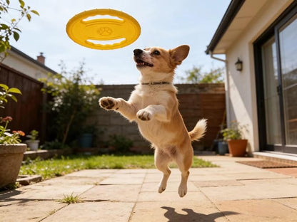 Soft Dog Flying Disc Beach Toy, Float Outdoor Puppy Flyer Pull Loop Toy Water Swimming Pool Lawn Yard Animal Activity Training Sports Gift- Upgrade Interactive & Fun Training Dogs Steering Wheel