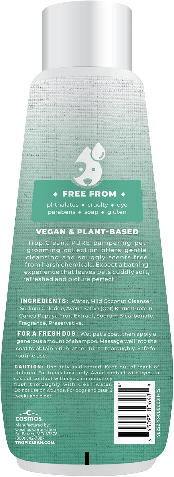TropiClean Pure Odor Control Dog Shampoo, Perfect Deodorizing Dog Shampoo for Smelly Dogs, Tropical Papaya Scent, Made in USA, Puppy Safe, 22 oz.