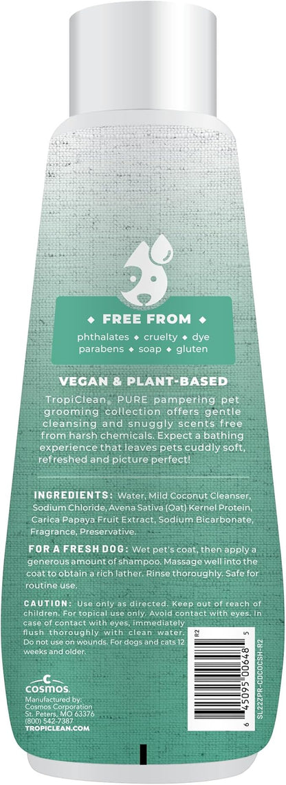 TropiClean Pure Odor Control Dog Shampoo, Perfect Deodorizing Dog Shampoo for Smelly Dogs, Tropical Papaya Scent, Made in USA, Puppy Safe, 22 oz.
