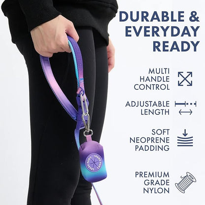 Spark Paws Handsfree Dog Leash – Shock Absorbing Waist Bungee Lead for Running, Car Seatbelt Clip & Poop Bag Set, Heavy Duty Tactical Lead for Medium, Large & X-Large Breeds - 90s Retro