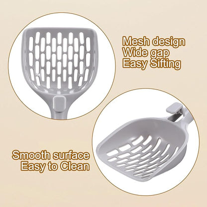 Cat Litter Scoop Non Stick Cat Sifting Litter Scoop Shovel with Hook Kitty Scooper Easy Sifting with 8-Shaped Hole Design for Box Clumping Crystal Litters Pellets