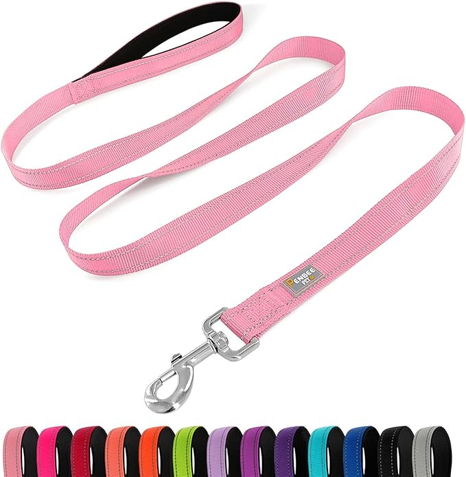 Dog Leash 6 FT Padded Handle Nylon Reflective Dogs Leashes for Medium Dogs Pink