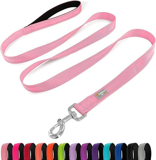 Dog Leash 6 FT Padded Handle Nylon Reflective Dogs Leashes for Large Dogs Pink