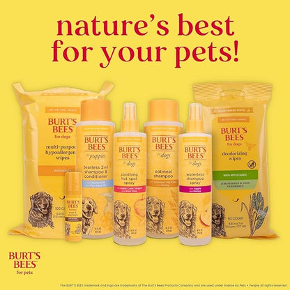 Burt's Bees for Pets Honey Multipurpose Dog Grooming Wipes, Gentle Hypoallergenic Spot Cleaning Sheets, pH Balanced Natural Origin Formula for Paws, Face and Butt, 50 Count - 3 Pack