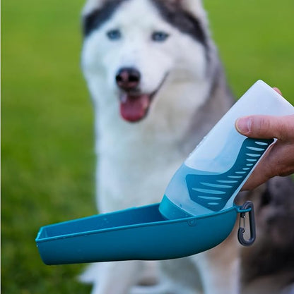 Messy Mutts Travel Water Bottle with Removable Bowl | 16 oz / 500 mL Teal Pet Portable Water Bowl and Bottle | Lightweight Pet Travel Accessory