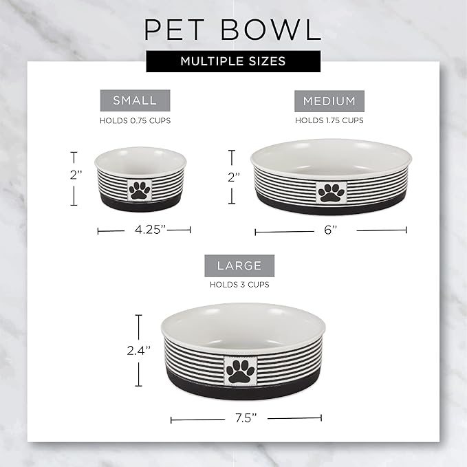 Bone Dry Pet Bowl Collection Ceramic Set, Small, Marble, 2 Count White