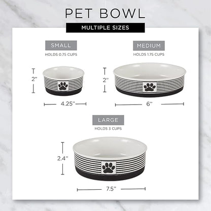 Bone Dry Pet Bowl Collection Ceramic Set, Small, Marble, 2 Count White