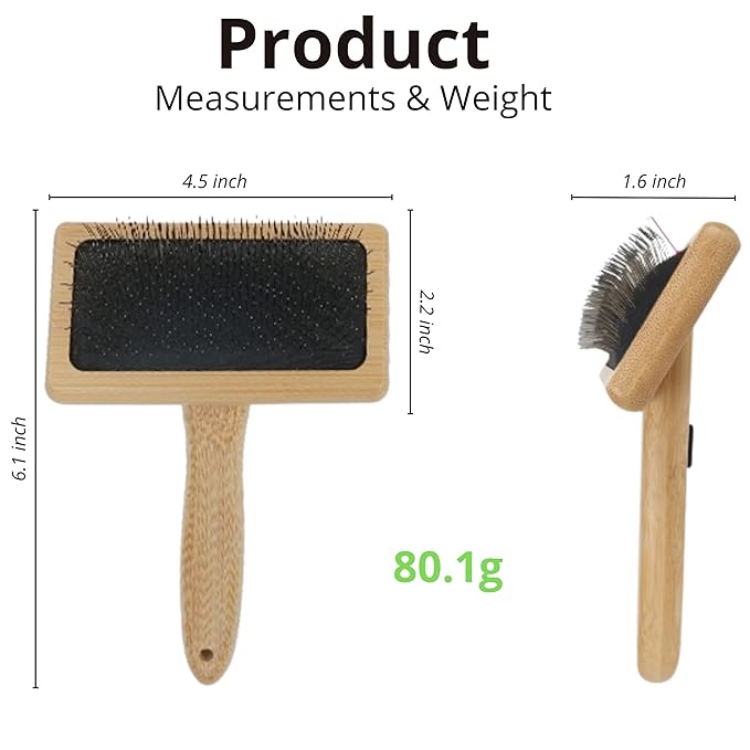 Removes Loose Fur & Tangles Fast | Dog & Cat Slicker Brush | Bamboo Deshedding Tool for All Coat Types | Gentle & Eco-Friendly Grooming