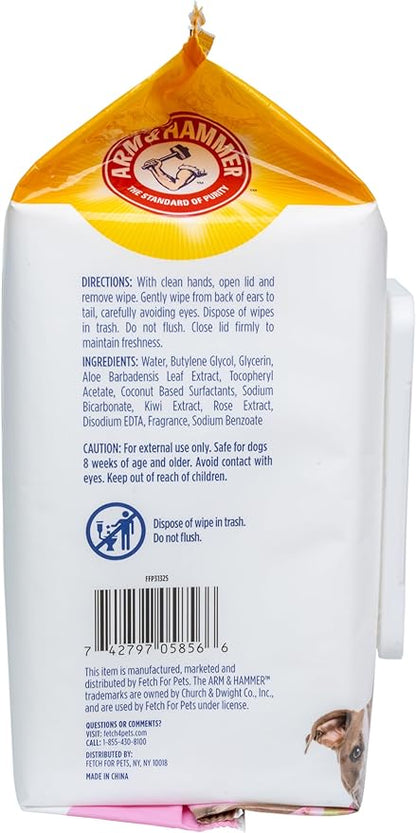 Arm & Hammer for Pets Odor Control Dog Wipes, Deodorizing Wipes with Baking Soda for Dogs Between Baths, Gentle Cleaning Pet Grooming Wipes for Everyday Freshness, Kiwi Blossom Scent, 100 Count - 3 Pk