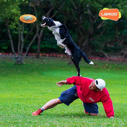 LaRoo Dog Flying Disc, Flying Plate 9.6in Bite Resistant Floating Interactive Tossing Toys, Chew Toy for Training Summer Party Outdoor Playing Puppy Medium Large Dogs Birthday