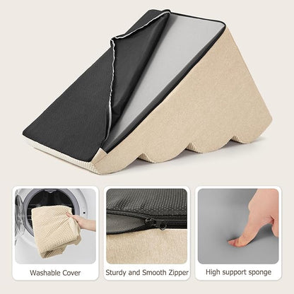 Dog Steps for Bed and Couch,4-Step Dog Stairs and Ramp for Small Dogs & Cats,Indoor Anti-Slip Pet Stairs for Old Cats and Puppy,Beige
