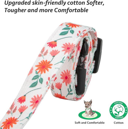 Cotton Handmade Dog Collar Cute and Distinctive Patterns Red and White Flower with Pendant for Girl Boy Dogs Collars L