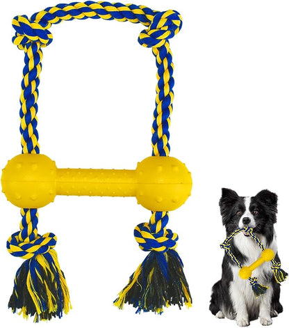 ASOCEA Interactive Dog Tug Toy, Chew Toys for Teeth Cleaning Cotton Dog Pull Rope Toy for Small Medium Dogs Boredom Relief