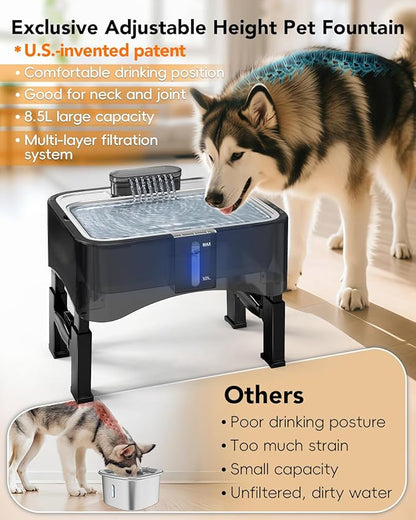 UPSKY 2.25Gal Elevated Dog Water Fountain Filters - 10 Replacement Filters, 6 Pre-Filter Sponges & 1 Cleaning Brush