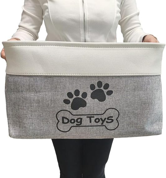 Large Dog Toy Basket Collapsible Dog Toy Box Shape Keeping Rectangle Dog Toy Bin for Pet Toys, Accessories