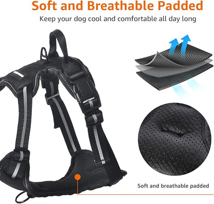 Amazon Basics No-Pull Dog Harness, Adjustable Soft Padded Vest with Reflective Stripes, Small, Black