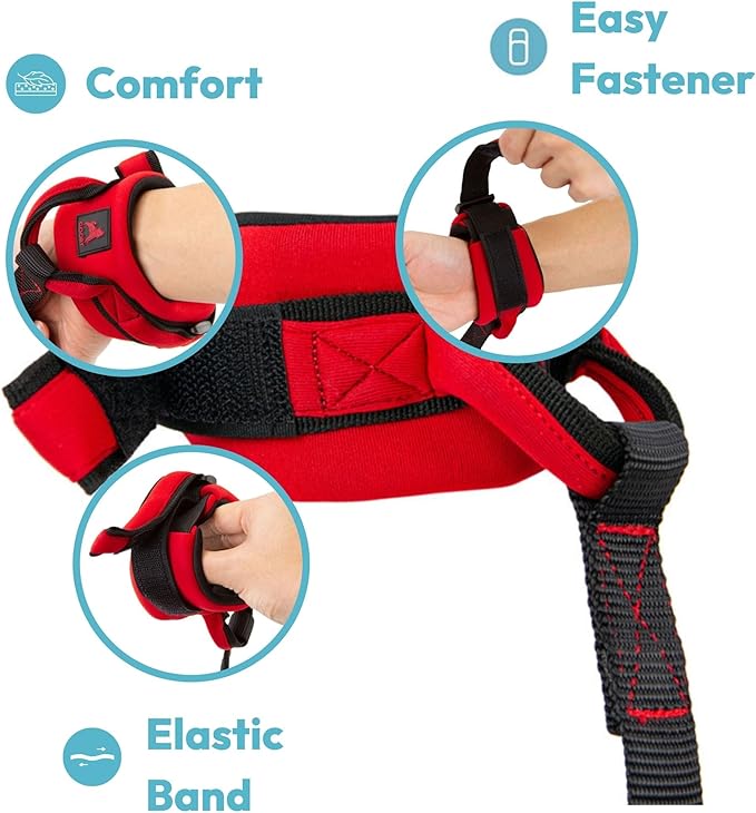 Gooby Neoprene Wrist Band Sport Leash - Red, 6 FT - Comfortable Hands Free Leash with Elastic Band for Small, Medium and Large Dogs