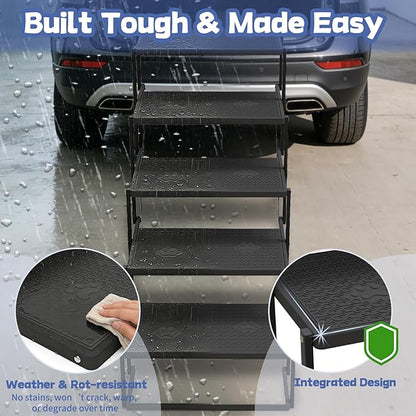 Dog Steps for Car, Truck, SUV, Dog Stairs for Car with Upgraded Non-Slip Surface, Foldable Dog Ramp for Car, Pet Stairs for Large Dogs, 5 Steps