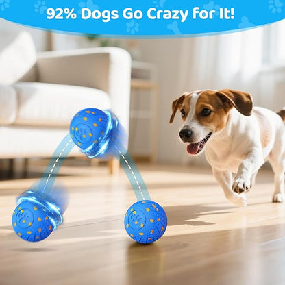 Self-Moving Dog Toy Ball for Small Medium Dogs, 6In Automatic Rolling Bouncing Vibrating Dog Ball, E-TPU Chew-Proof Waterproof, Anxiety Relief Boredom Buster for Indoor Outdoor, O18-Blue