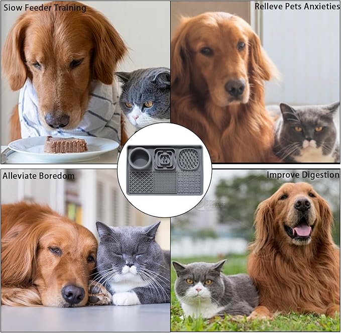 Slow Feeder Dog Bowls Silicone Bowl with Non-Slip Rubber Base Lick Mat for Dogs Snuffle Mat for Pet Smell Training Interactive Sniff Mat for Slow Eating