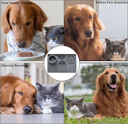 Slow Feeder Dog Bowls Silicone Bowl with Non-Slip Rubber Base Lick Mat for Dogs Snuffle Mat for Pet Smell Training Interactive Sniff Mat for Slow Eating
