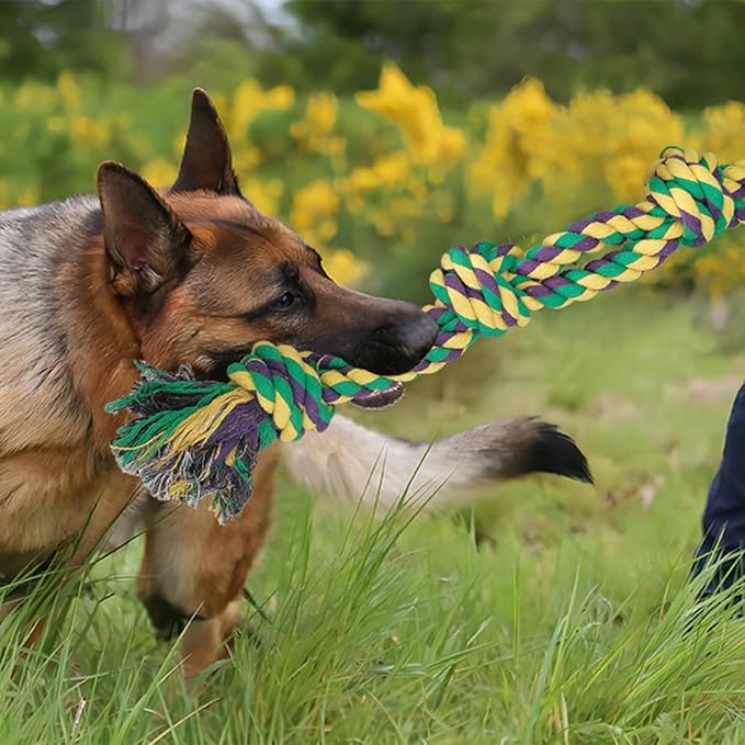 2 Pack Dog Rope Toy for Large Breed Aggressive Chewers, Nearly Indestructible Chew Rope Tug of War Toy, Interactive Toy for Boredom, Teeth Cleaning, 21.65 inch / 13.8 oz