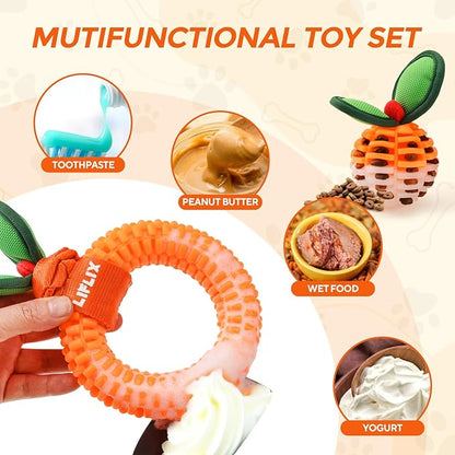 2-Pack Dog Teeth Cleaning Toys, Durable TPU Bite and Brush Dog Toys for Small and Medium Dogs, Dental Puppy Teething Toys