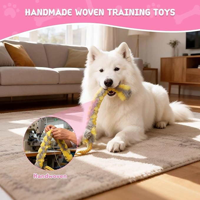 Dog Tug Toys, Bungee Tug of War Dog Rope Toys, Soft Chew Toy for Medium and Small Dogs, Interactive Rope Toys for Puppy Teeth Cleaning