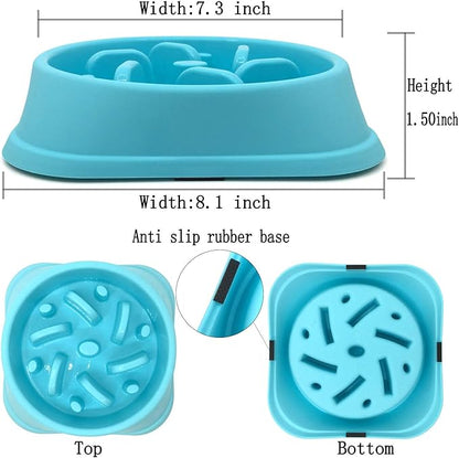 WenYing Slow Feeder Puzzle Dog Bowls, Interactive Bloat Stop Bowl, Food Water Fun Feeding, Non-Slip Anti Choke Healthy Diet, Blue