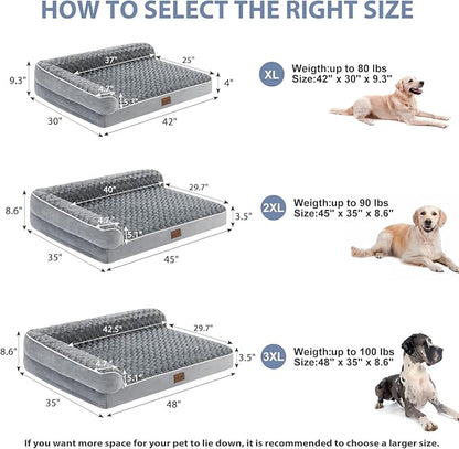 BFPETHOME Orthopedic Dog Beds for Large Dogs-Waterproof Sofa Dog Bed with Removable Washable Cover, Big Pet Bed with Waterproof Lining and Nonskid Bottom,Pet Bed for Large Dogs (Pack of 2)
