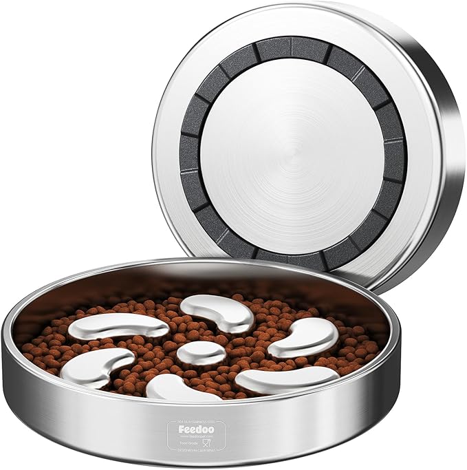Slow Feeder Dog Bowl-3Cups for Large Breeds, Double Wall Food-Grade Stainless Steel, Heavy Duty with Non-Slip Rubber Base, Puzzle Maze Bowl to Slow Down Eating