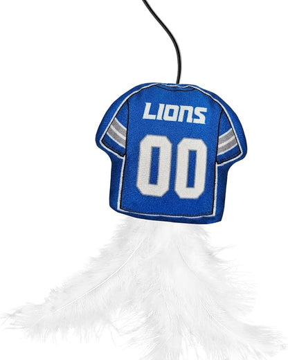 NFL Detroit Lions Team Jersey Wand with CAT NIP, Cat Toy Jersey Shaped Plush Teaser Toy for Cats & Kittens - Interactive Pet Toy for Play & Exercise