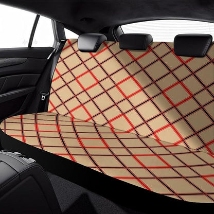 Fashion Universal Stretch Back Seat Protector, Car Accessories Rear Bench Seat Covers For Trucks SUV, Car Interior Decor Seat Cover Compatible with Black Red Beige And White Plaid Tartan Flannel