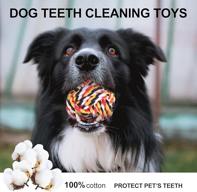 6 Pack Dog Chew Toys for Aggressive Chewers Large Breed, XL Cotton Dog Rope Balls, Indestructible Dog Toys with Tough Twisted for Large Medium Dogs, Dental Teething Ball for Puppy Small Dogs