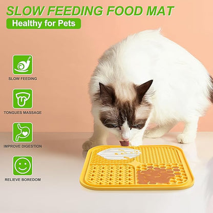Lick Mat for Dogs and Cats, Licking Mat with Suction Cups for Dog Anxiety Relief, Cat Peanut Butter Lick Pad for Boredom Reducer, Enrichment Toy, Treat Mat for Bathing Grooming (Large-3 Pack)
