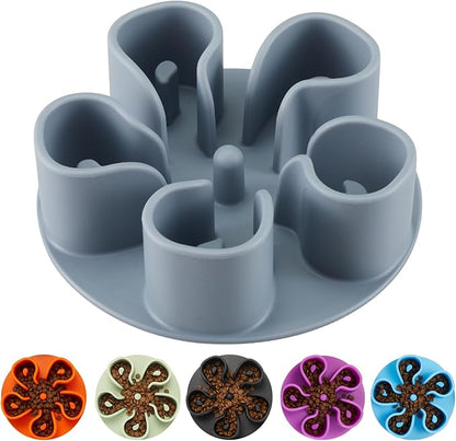 Slow Feeder Dog Bowls Insert, Bestalk Soft Silicone Slow Eating Dog Bowl Insert with Suction Cups for Small, Medium and Large Dogs(Grey L)