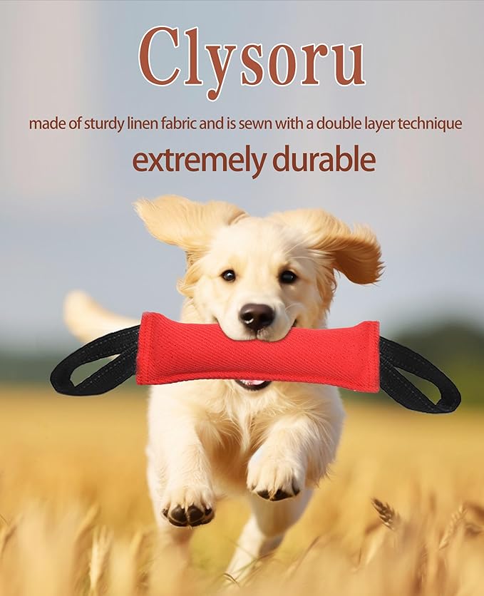 Clysoru Tug of War Dog Toy Bite with 2 Strong Handles Made of Durable Tear Resistant Strong Stitches
