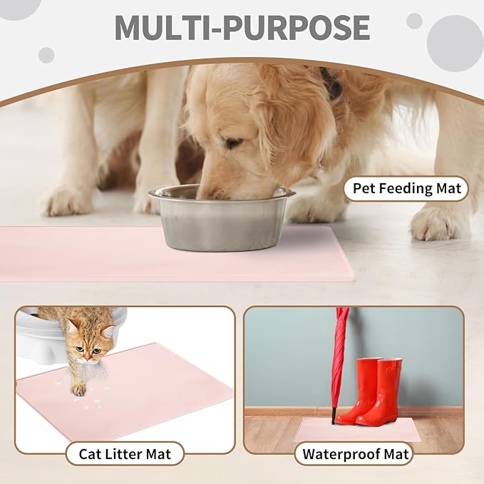 WePet Non-Slip Waterproof Pet Feeding Mat, 20x12 Inch - Silicone Dog & Cat Food Mat with Raised Edge to Stop Food Spills and Water Spills - Dishwasher Safe, Easy Clean