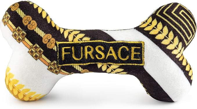 Haute Diggity Dog Fursace Bone, Plush Designer Dog Toys with Interactive Squeaker, Stimulating Pet Enrichment, Machine-Washable & Safe Materials for All Breeds, One Size