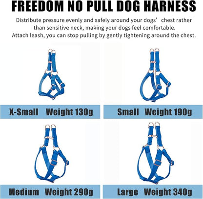Soft Leather No Pull Dog Harness - Adjustable Step In Dog Harness with Rose Gold Heavy Duty Metal Buckle, Freedom Nylon Dog Halter Vests for Small Medium Large Dogs Easy Walking Training XS, Dark Blue