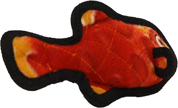 TUFFY - World's Tuffest Soft Dog Toy - Ocean- Squeakers - Multiple Layers. Made Durable, Strong & Tough. Interactive Play (Tug, Toss & Fetch). Machine Washable & Floats. (Fish Red, Jr 2 Pack)