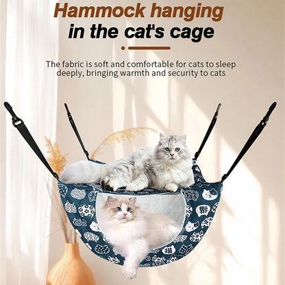 Adjustable Hanging Bed for Pet Cats Machine Washable Resting Hammock with Stable Rope for Cage Cats Tree