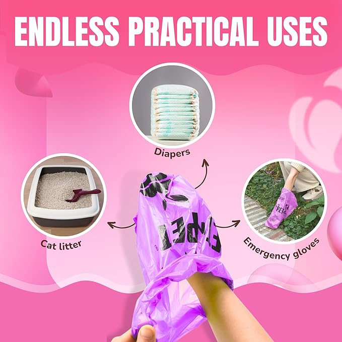 PET N PET Dog Poop Bags Scented, Value Pack 960 Count, Dog Bags Refill Rolls for Doggy Poo, Cat Litter Waste, Thick and Leak-Proof Sac CaCa Chien 41% Plant Based (Lavender)