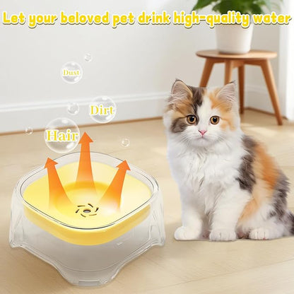 Splash-Proof Cat & Dog Water Bowl 2L Anti-Spill Design Reduces Refill Frequency Splash-Resistant Bowl Keeps Surroundings Clean Slow-Drink Bowl Designed for Pets Who Splash Water- (Yellow)