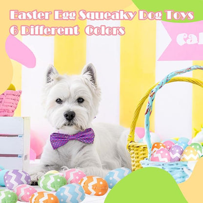 Leyndo 12 Pieces Dog Easter Eggs Bulk Pastel Egg Squeaky Dog Gift Plush Stuffed Pet Gifts for Medium Small Dogs Teething Chew Easter Costume Pet