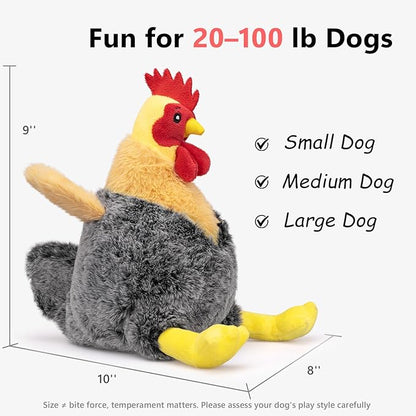Squeaky Stuffed Dog Toys – Plush Chicken Chew Toy for Small, Medium & Large Dogs, Cute & Funny Interactive Puppy Toy with Crinkle Paper & Double Squeakers
