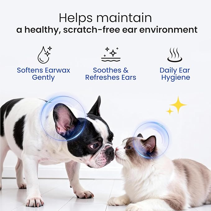 Itch Relief Ear Cleaner for Dogs & Cats Natural Gentle Formula with Manuka Honey & Green Tea - Triple Botanical Wash for Infection & Yeast Prevention, PH Balanced No-Sting 8.45 oz